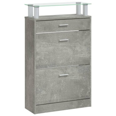 vidaXL Παπουτσοθήκη Γκρι Σκυροδέματος 63x24x104cm Επεξεργασμένο Ξύλο