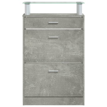 vidaXL Παπουτσοθήκη Γκρι Σκυροδέματος 63x24x104cm Επεξεργασμένο Ξύλο