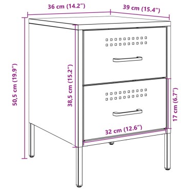 vidaXL Κομοδίνα 2 τεμ. Μουσταρδί 36x39x50,5cm από Χάλυβα