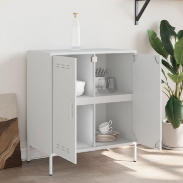 vidaXL Μπουφές Λευκός 68x39x79cm από Ατσάλι 1 τεμ.