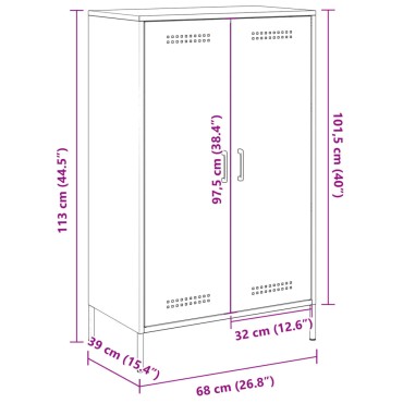 vidaXL Ντουλάπι Λευκό 68x39x113cm από Ατσάλι 1 τεμ.