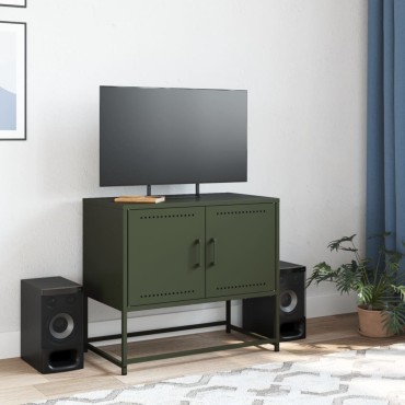 vidaXL Έπιπλο Τηλεόρασης Πράσινο Λαδί 68,5x39x60,5cm από Ατσάλι