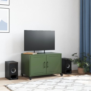 vidaXL Έπιπλο Τηλεόρασης Πράσινο Λαδί 68x39x43,5cm από Ατσάλι