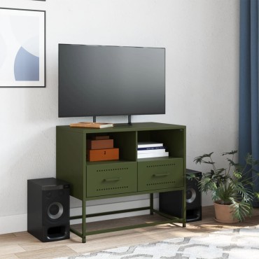 vidaXL Έπιπλο Τηλεόρασης Πράσινο Λαδί 68,5x39x60,5cm από Ατσάλι