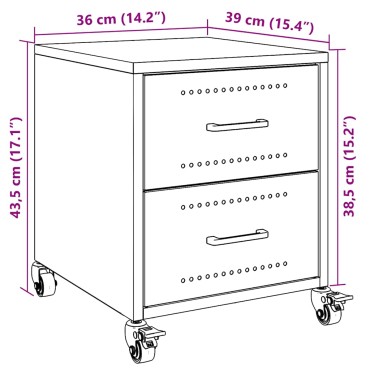 vidaXL Κομοδίνα 2 τεμ. Πράσινο Λαδί 36x39x43,5cm από Χάλυβα