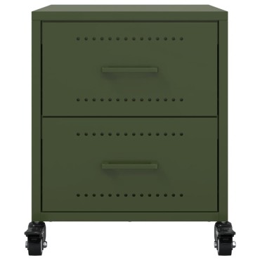 vidaXL Κομοδίνα 2 τεμ. Πράσινο Λαδί 36x39x43,5cm από Χάλυβα
