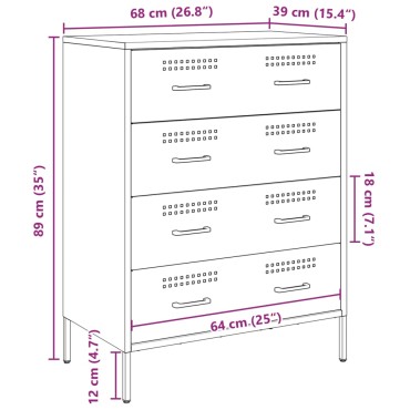 vidaXL Ντουλάπι Ροζ 68x39x89cm από Ατσάλι 1 τεμ.