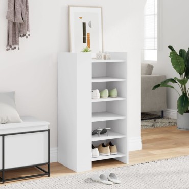 vidaXL Παπουτσοθήκη Λευκή 52x37,5x100cm από Επεξεργασμένο Ξύλο