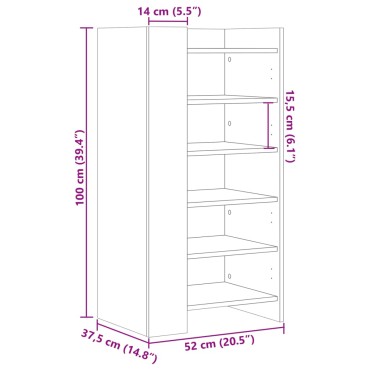vidaXL Παπουτσοθήκη Λευκή 52x37,5x100cm από Επεξεργασμένο Ξύλο