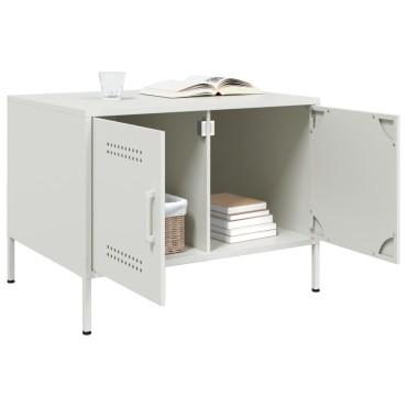 vidaXL Τραπεζάκι Σαλονιού Λευκό 68x50x50,5cm από Ατσάλι 1 τεμ.