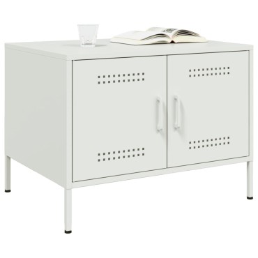 vidaXL Τραπεζάκι Σαλονιού Λευκό 68x50x50,5cm από Ατσάλι 1 τεμ.