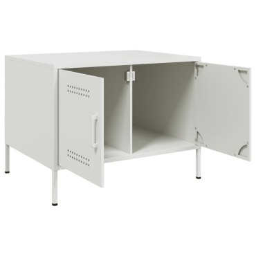vidaXL Τραπεζάκι Σαλονιού Λευκό 68x50x50,5cm από Ατσάλι 1 τεμ.
