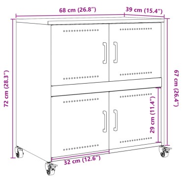 vidaXL Ντουλάπι Πράσινο Λαδί 68x39x72cm από Ατσάλι 1 τεμ.