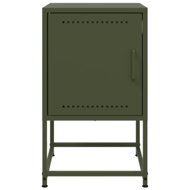vidaXL Κομοδίνα 2 τεμ. Πράσινο Λαδί 36x39x60,5cm από Χάλυβα