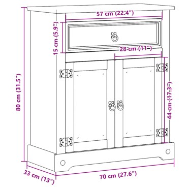 vidaXL Ντουλάπι Μπάνιου Corona 70x33x80cm από Μασίφ Ξύλο Πεύκου