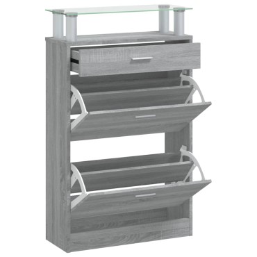 vidaXL Παπουτσοθήκη Γκρι Sonoma 63x24x104cm από Επεξεργασμένο Ξύλο