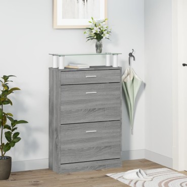 vidaXL Παπουτσοθήκη Γκρι Sonoma 63x24x104cm από Επεξεργασμένο Ξύλο