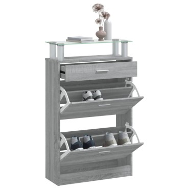 vidaXL Παπουτσοθήκη Γκρι Sonoma 63x24x104cm από Επεξεργασμένο Ξύλο