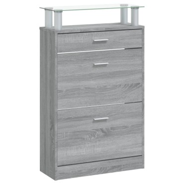 vidaXL Παπουτσοθήκη Γκρι Sonoma 63x24x104cm από Επεξεργασμένο Ξύλο