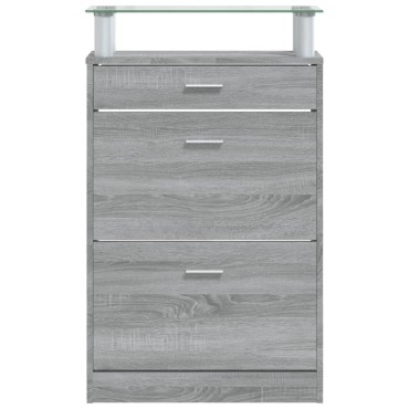 vidaXL Παπουτσοθήκη Γκρι Sonoma 63x24x104cm από Επεξεργασμένο Ξύλο