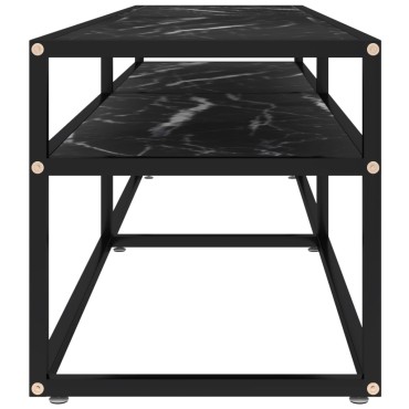 vidaXL Έπιπλο Τηλεόρασης Μαύρο Όψη Μαρμάρου 160x40x40,5cm Ψημένο Γυαλί