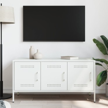 vidaXL Έπιπλο Τηλεόρασης Λευκό 100,5x39x50,5cm από Ατσάλι
