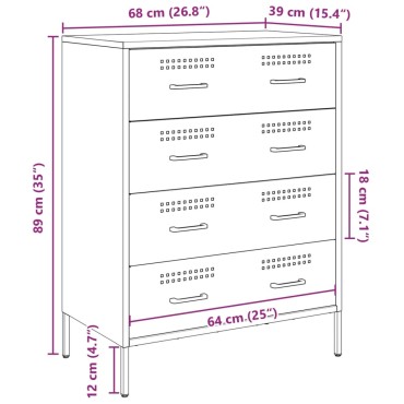 vidaXL Μπουφές Λευκός 68x39x89cm από Ατσάλι 1 τεμ.