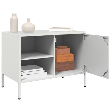 vidaXL Έπιπλο Τηλεόρασης Λευκό 68x39x50,5cm από Χάλυβα