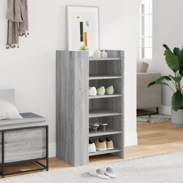 vidaXL Παπουτσοθήκη Γκρι Sonoma 52x37,5x100cm από Επεξεργ. Ξύλο
