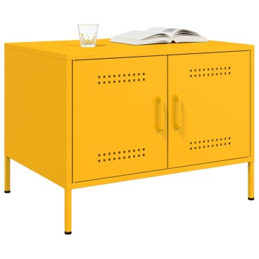 vidaXL Τραπέζι Κήπου Κίτρινο Μουσταρδί 68x50x50,5cm Ατσάλινο 1 τεμ.