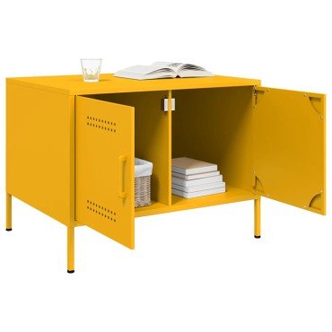 vidaXL Τραπέζι Κήπου Κίτρινο Μουσταρδί 68x50x50,5cm Ατσάλινο 1 τεμ.