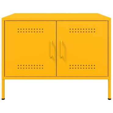 vidaXL Τραπέζι Κήπου Κίτρινο Μουσταρδί 68x50x50,5cm Ατσάλινο 1 τεμ.