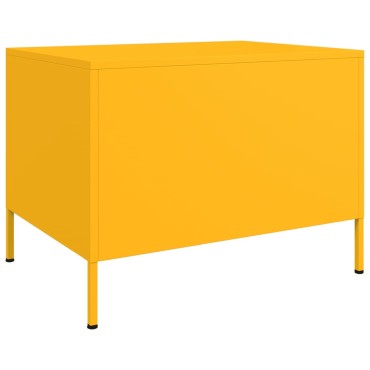 vidaXL Τραπέζι Κήπου Κίτρινο Μουσταρδί 68x50x50,5cm Ατσάλινο 1 τεμ.