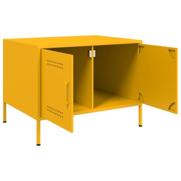 vidaXL Τραπέζι Κήπου Κίτρινο Μουσταρδί 68x50x50,5cm Ατσάλινο 1 τεμ.