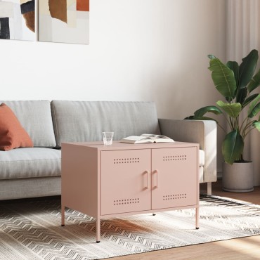 vidaXL Τραπεζάκι Σαλονιού Ροζ 68x50x50,5cm από Ατσάλι 1 τεμ.