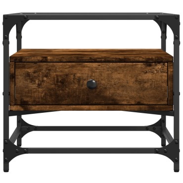 vidaXL Τραπεζάκι Σαλονιού Καπνιστή Δρυς 50x50x45cm με Γυάλινες Πόρτες 1 τεμ.