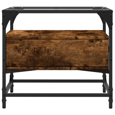 vidaXL Τραπεζάκι Σαλονιού Καπνιστή Δρυς 50x50x45cm με Γυάλινες Πόρτες 1 τεμ.