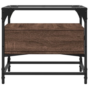 vidaXL Τραπεζάκι Σαλονιού Καφέ Δρυς 50x50x45cm με Γυάλινες Πόρτες 1 τεμ.