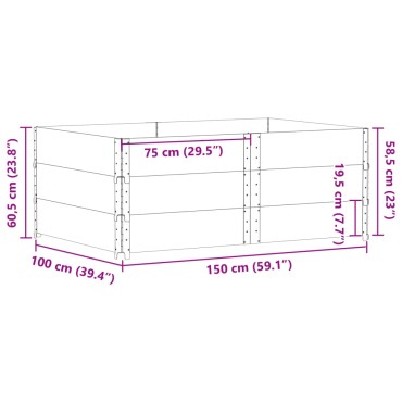 vidaXL Κολάρα Παλέτας 3 τεμ. Γκρι 150x100 εκ. από Μασίφ Ξύλο Πεύκου