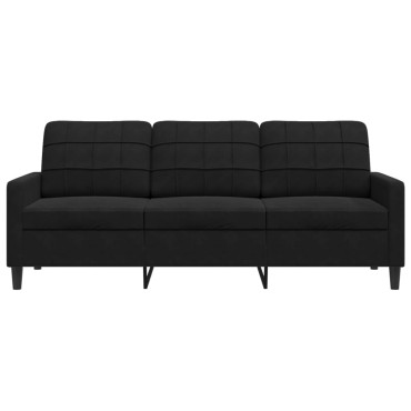 vidaXL Καναπές Τριθέσιος Μαύρος Βελούδινος 197x77x80cm 1 τεμ.