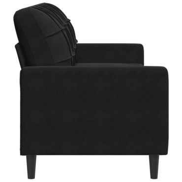vidaXL Καναπές Τριθέσιος Μαύρος Βελούδινος 197x77x80cm 1 τεμ.