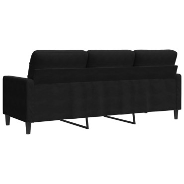 vidaXL Καναπές Τριθέσιος Μαύρος Βελούδινος 197x77x80cm 1 τεμ.