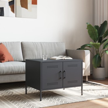 vidaXL Τραπέζι Κήπου Ανθρακί 68x50x50,5cm Ατσάλινο 1 τεμ.
