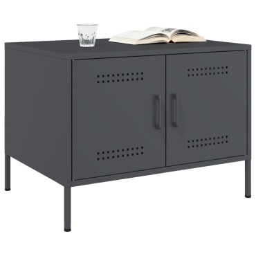 vidaXL Τραπέζι Κήπου Ανθρακί 68x50x50,5cm Ατσάλινο 1 τεμ.