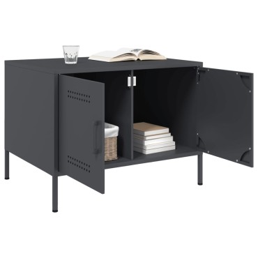vidaXL Τραπέζι Κήπου Ανθρακί 68x50x50,5cm Ατσάλινο 1 τεμ.