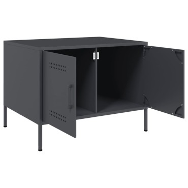vidaXL Τραπέζι Κήπου Ανθρακί 68x50x50,5cm Ατσάλινο 1 τεμ.