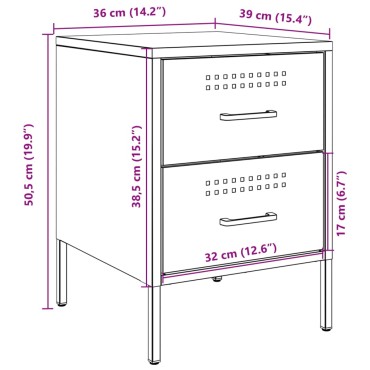 vidaXL Κομοδίνα 2 τεμ. Πράσινο Λαδί 36x39x50,5cm από Χάλυβα