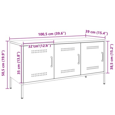 vidaXL Έπιπλο Τηλεόρασης Μαύρο 100,5x39x50,5cm Ατσάλινο