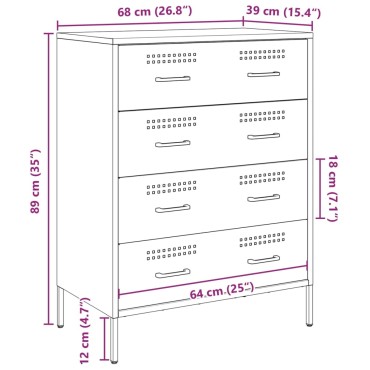 vidaXL Ντουλάπι Πράσινο Λαδί 68x39x89cm από Ατσάλι 1 τεμ.
