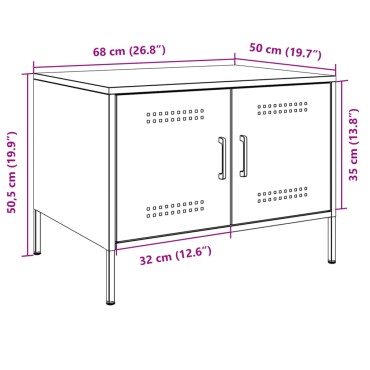 vidaXL Τραπεζάκι Σαλονιού Μαύρο 68x50x50,5cm από Ατσάλι 1 τεμ.
